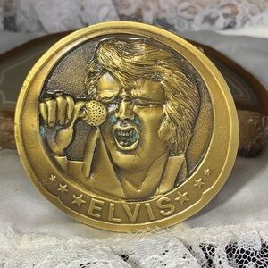 Unique Vintage Brass Plated 1970's  Elvis Belt Buckle